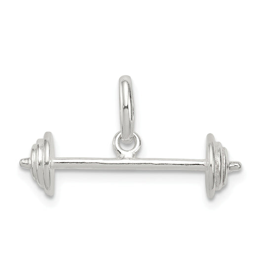 Sterling Silver Barbell Charm Pendant Weightlifting