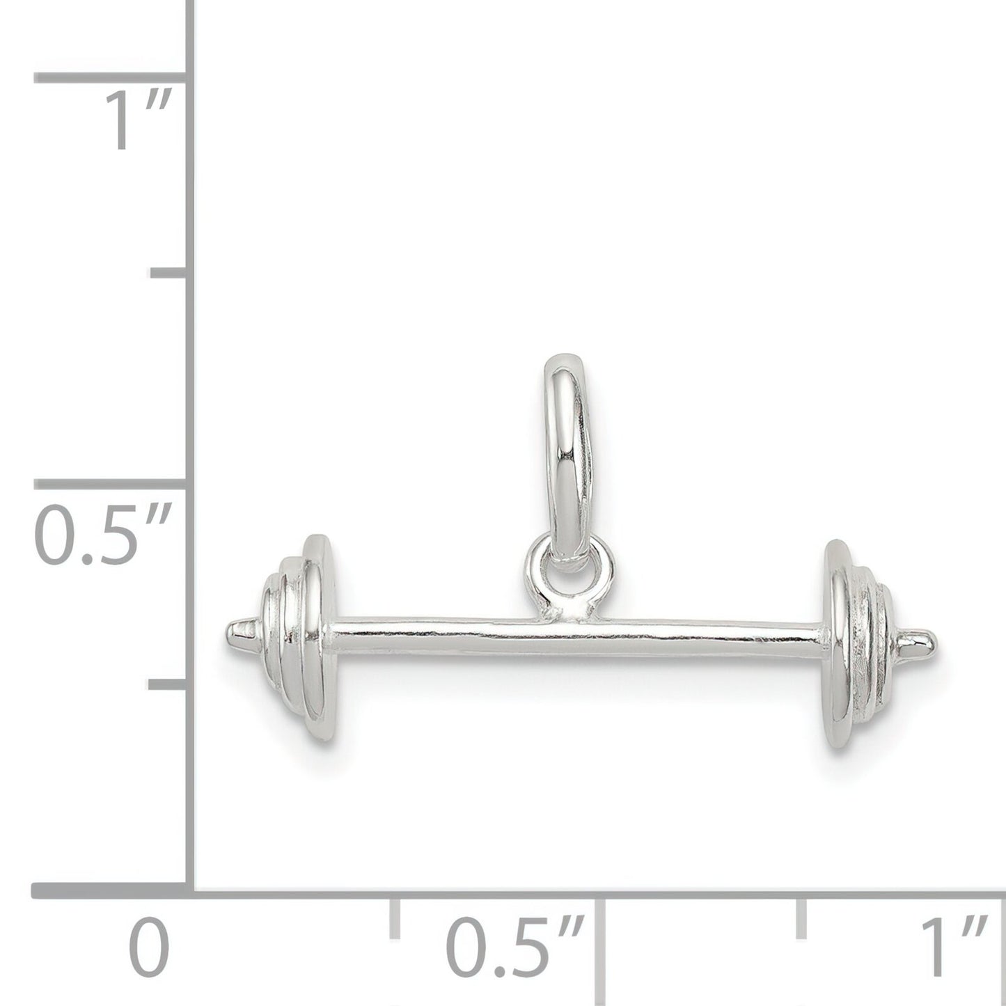 Sterling Silver Barbell Charm Pendant Weightlifting