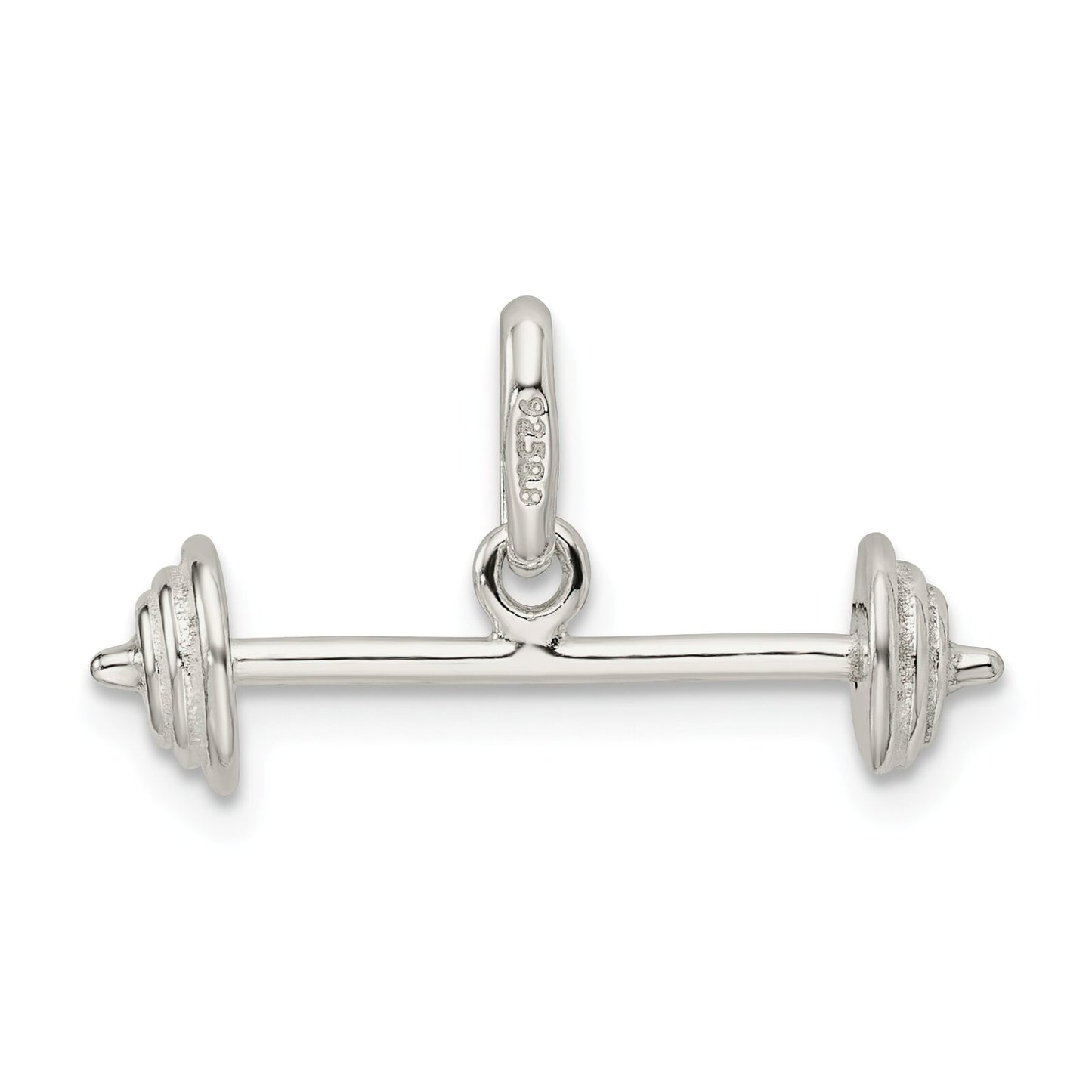 Sterling Silver Barbell Charm Pendant Weightlifting