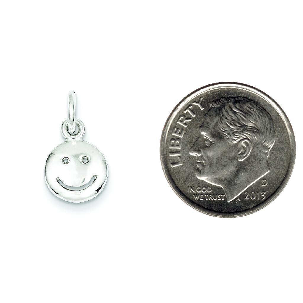 Sterling Silver Happy Face Charm Pendant Smiling Smiley