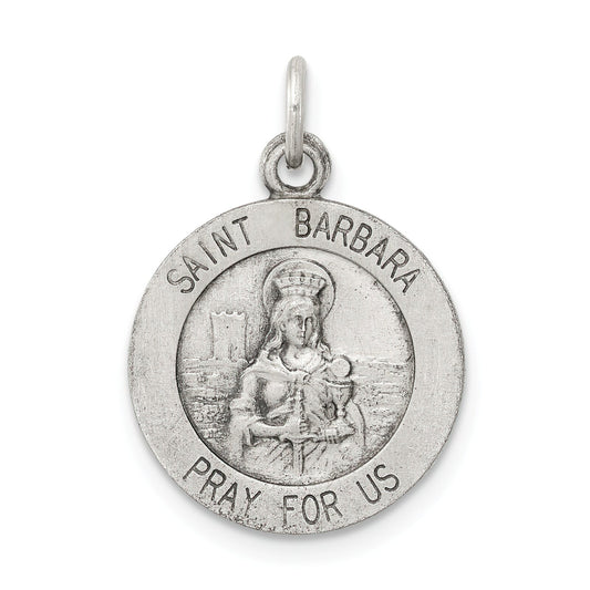 Sterling Silver Saint Barbara Round Medal