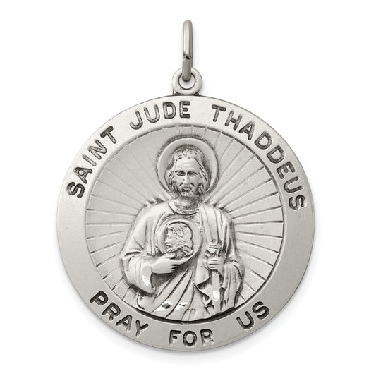 Sterling Silver Saint Jude Thaddeus Round Medal