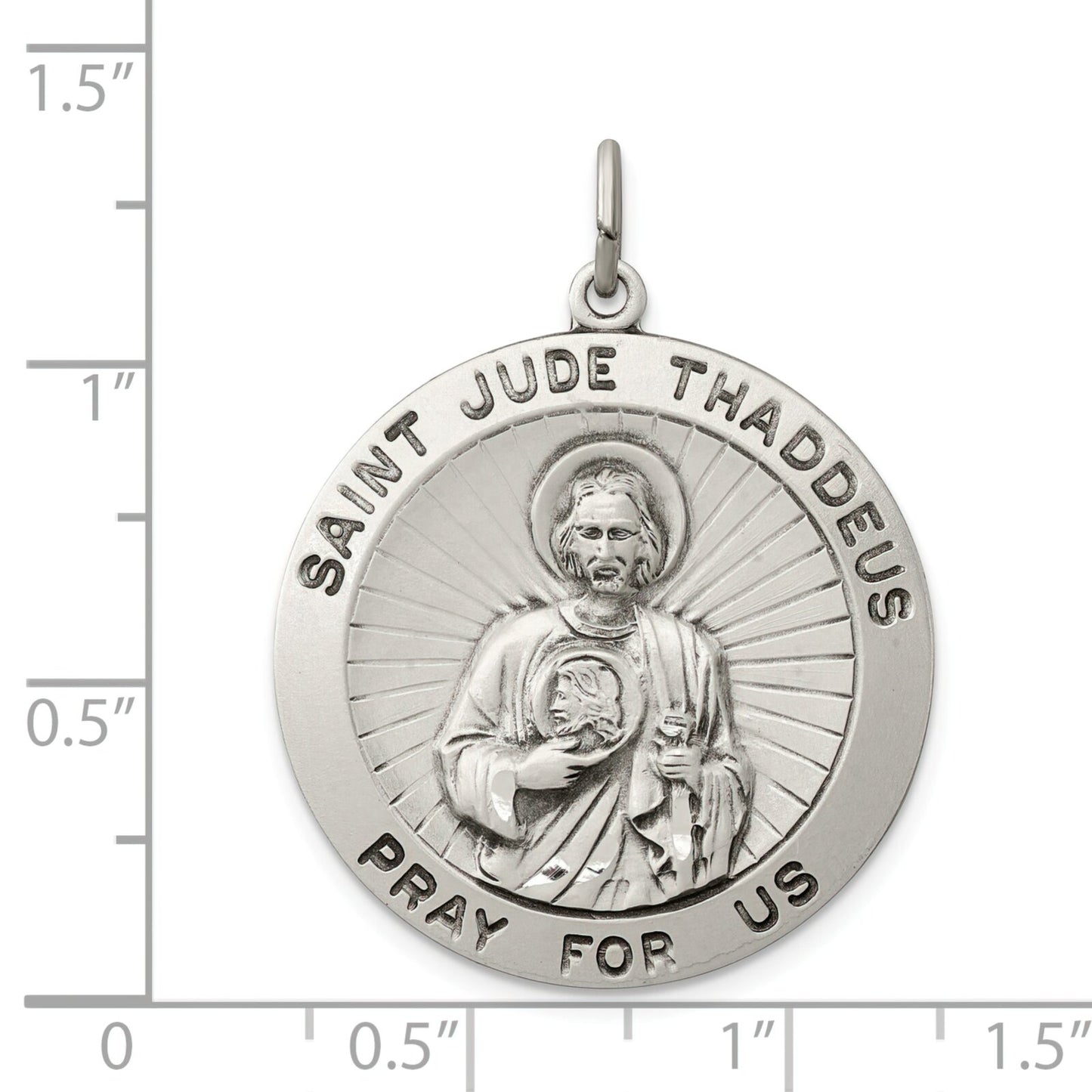 Sterling Silver Saint Jude Thaddeus Round Medal