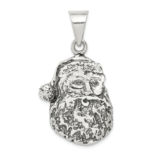 Sterling Silver Antiqued Santa Face Charm