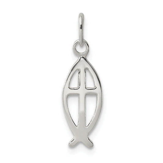Sterling Silver Ichthus Fish & Cross Charm