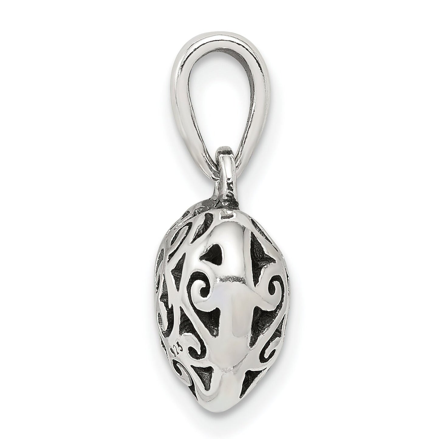 Sterling Silver Antiqued Puff Heart Pendant