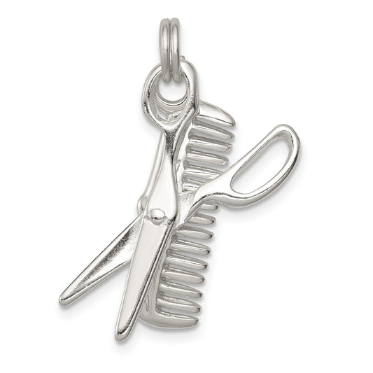 Sterling Silver Comb & Scissors Charm
