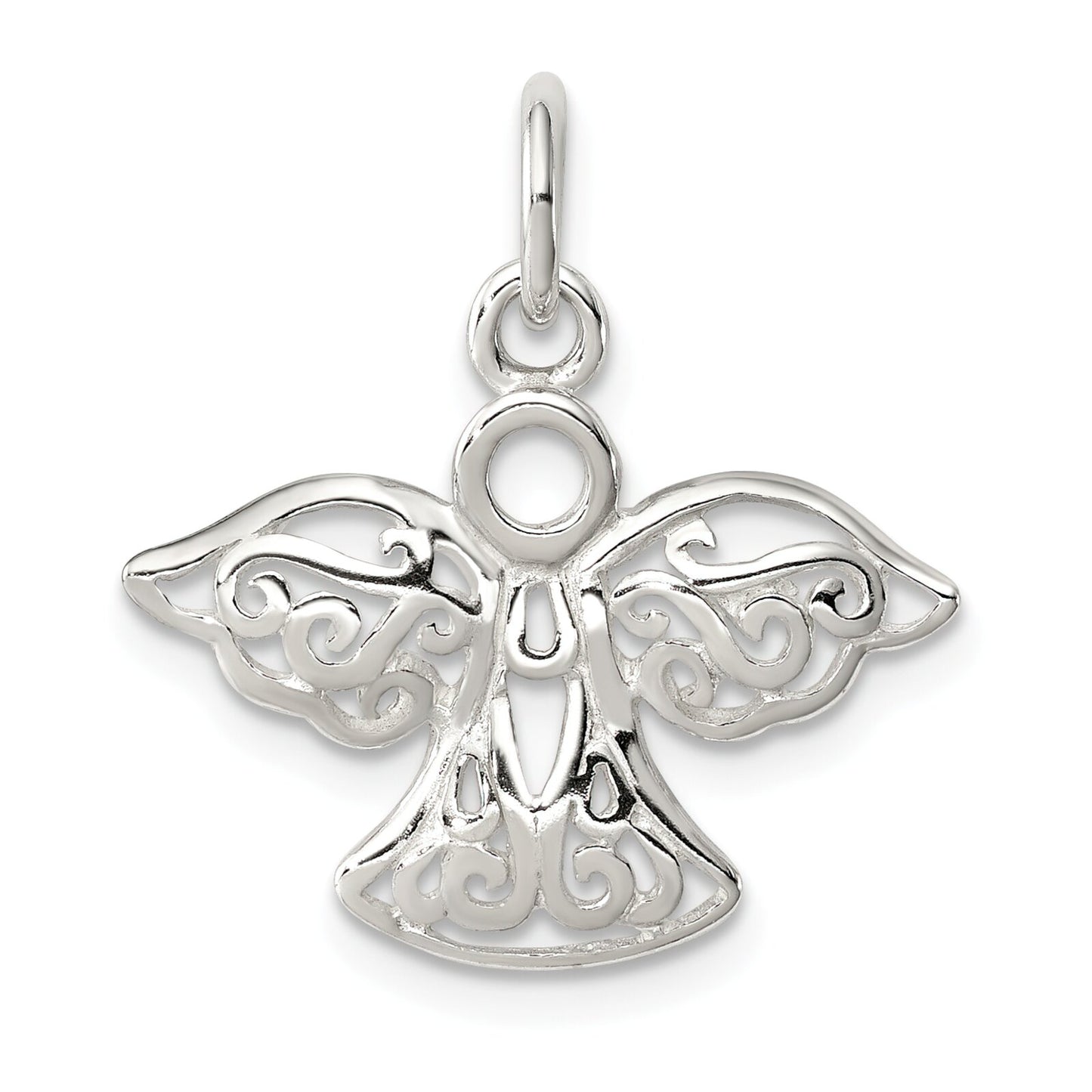 Sterling Silver Filigree Angel Charm & 18" Chain