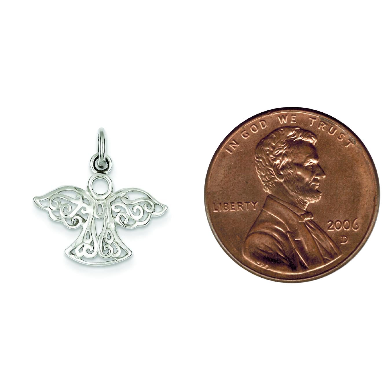 Sterling Silver Filigree Angel Charm & 18" Chain
