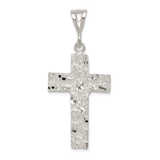 Sterling Silver Nugget Cross Pendant Charm Jewelry