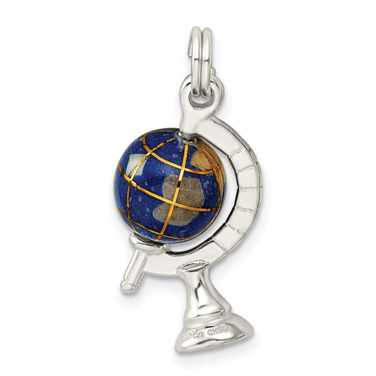 Sterling Silver Blue Enamaled Globe Charm