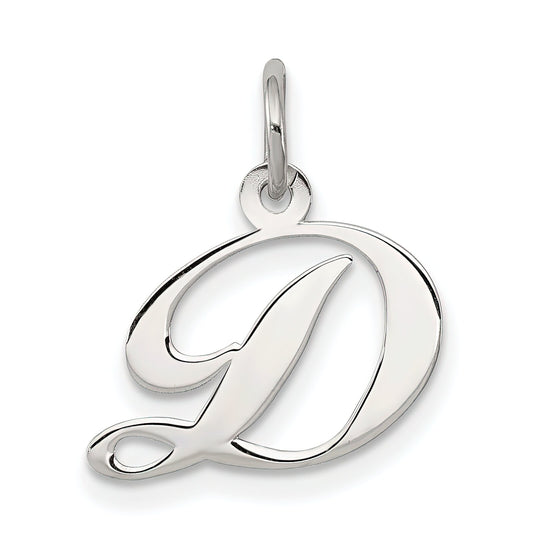 Sterling Silver Small Script Initial D Charm