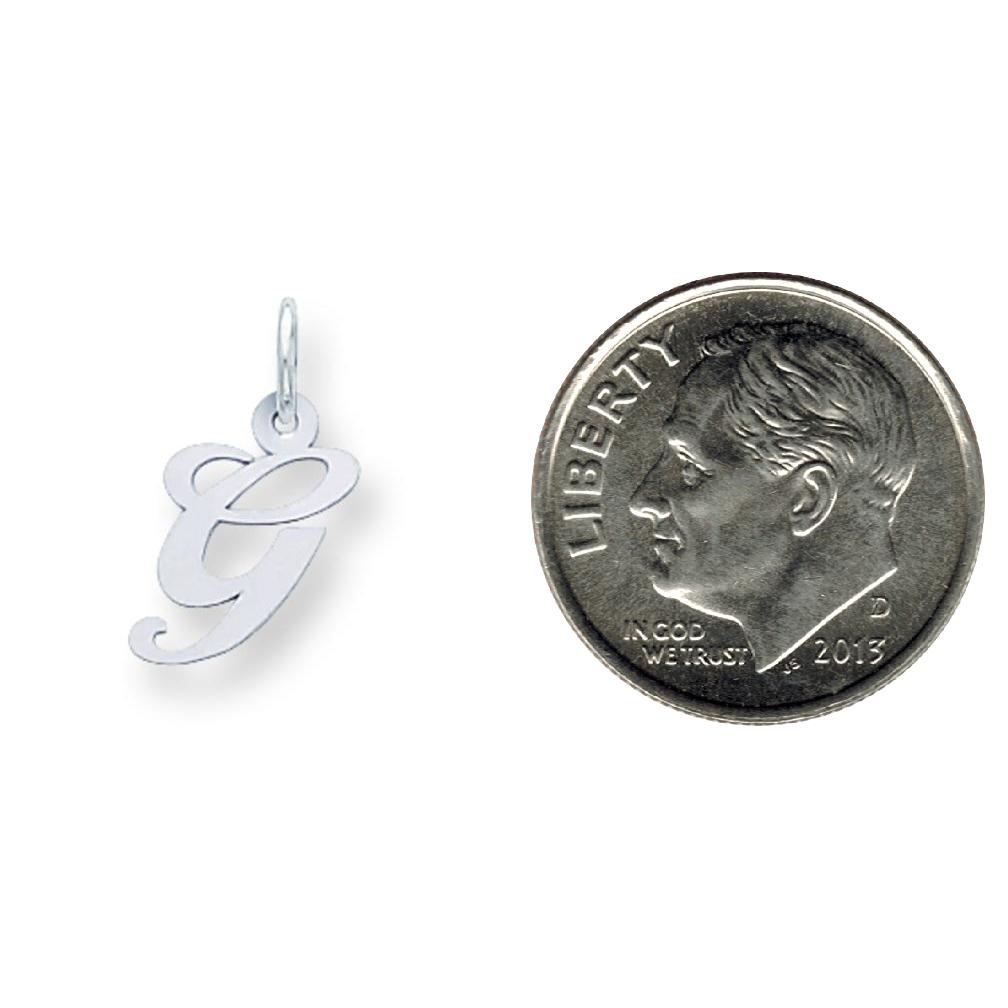 Sterling Silver Small Script Initial G Charm