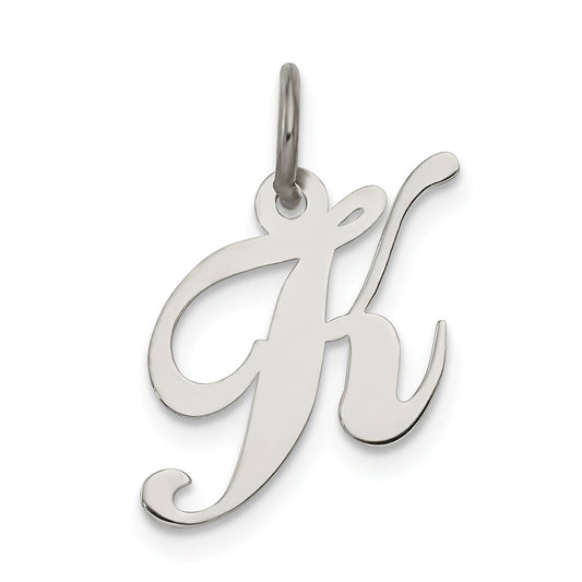 Sterling Silver Small Script Initial K Charm