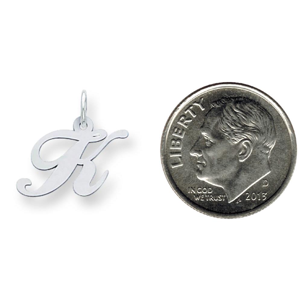 Silverscript Initial Sterling Silver Small Script Initial K Charm – FindingKing
