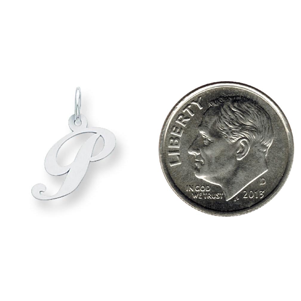 Sterling Silver Small Script Initial P Charm – FindingKing