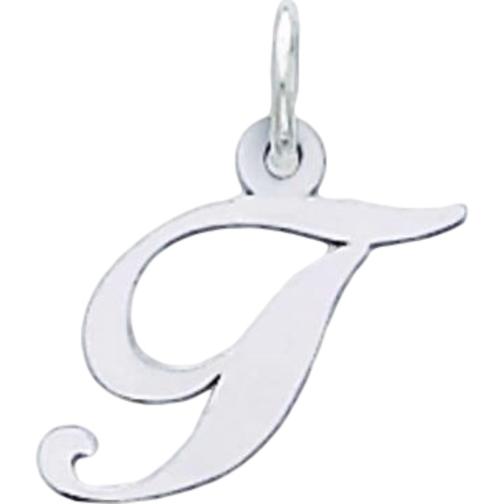 Sterling Silver Small Script Initial T Charm