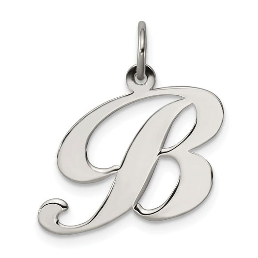 Sterling Silver Medium Script Initial Letter B Charm