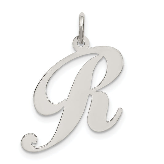 Sterling Silver Large Script Initial R Charm