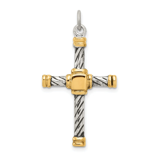 Sterling Silver Gold Plated Cross Charm