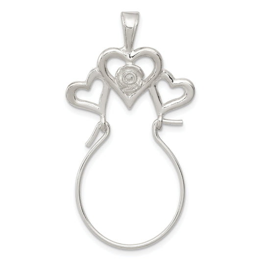 Sterling Silver Triple Heart Charm Holder