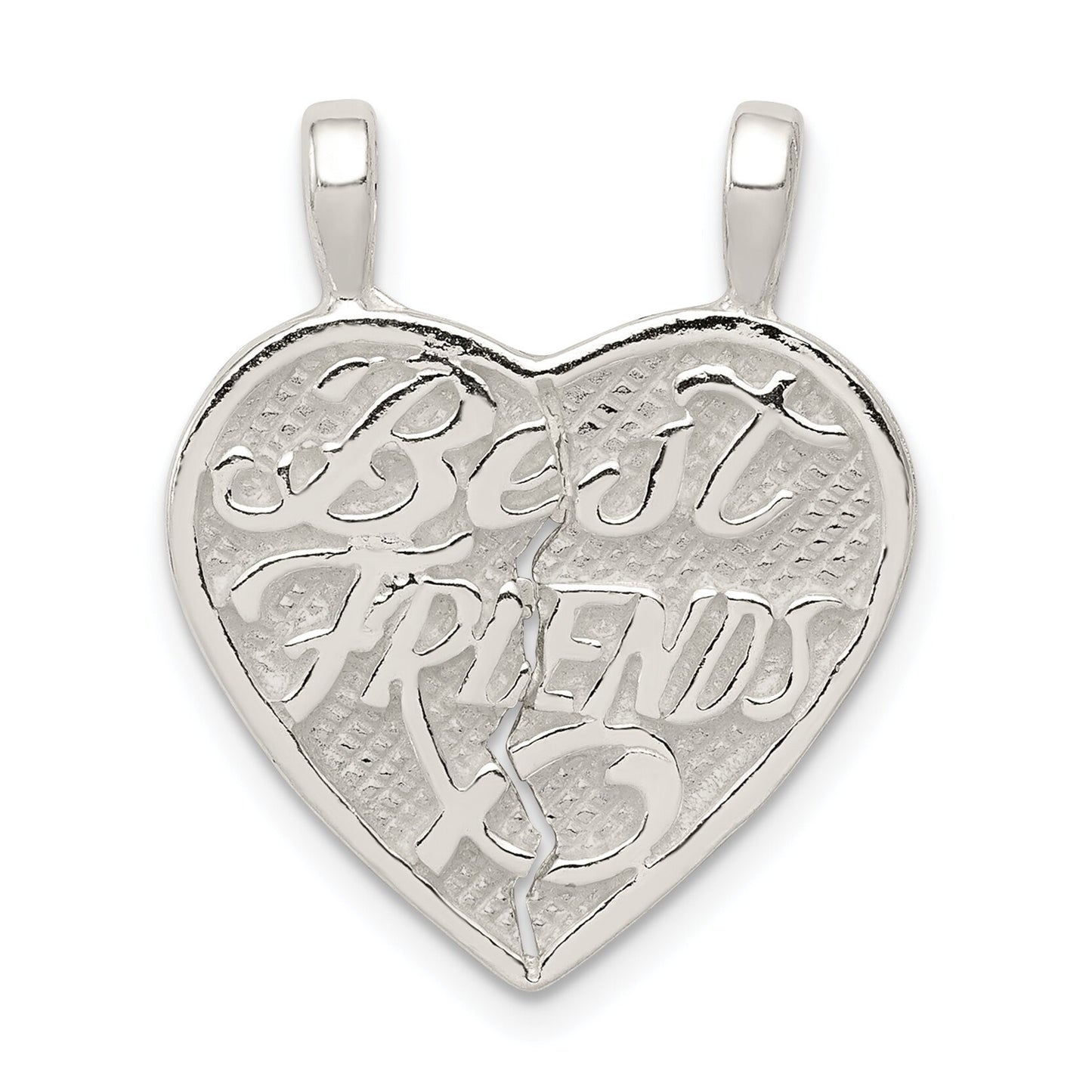Sterling Silver Best Friends Break Apart Heart Charm & 18" Chain
