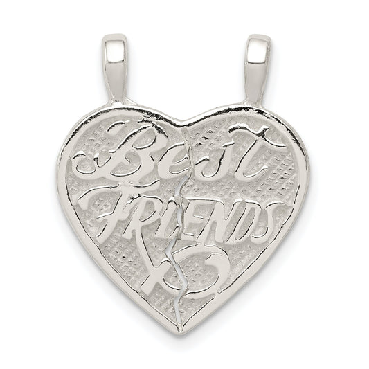 Sterling Silver Best Friends Break Apart Heart Charm & 18" Chain