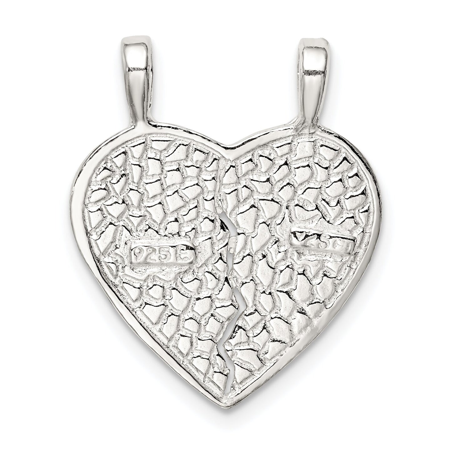 Sterling Silver Best Friends Break Apart Heart Charm & 18" Chain