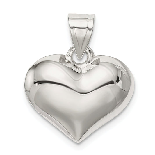 Sterling Silver Puffed Heart Charm & 18" Chain