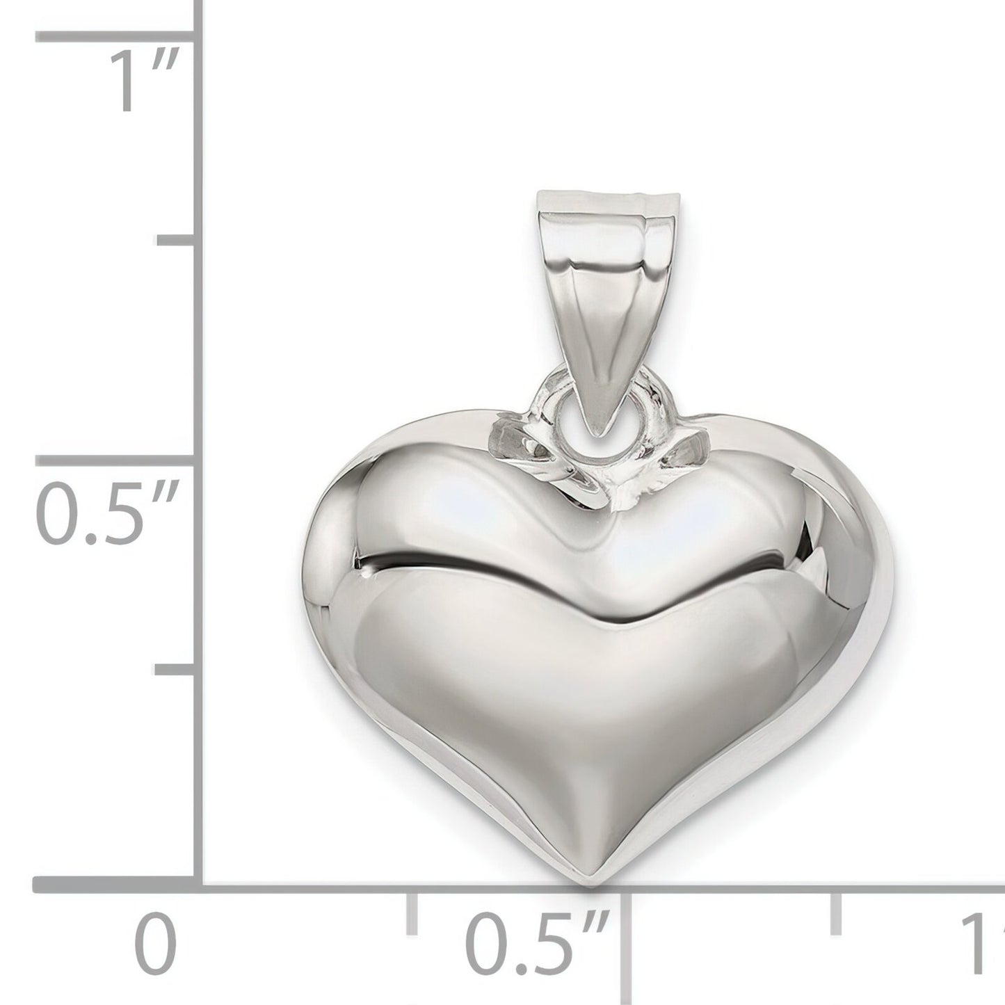 Sterling Silver Puffed Heart Charm & 18" Chain