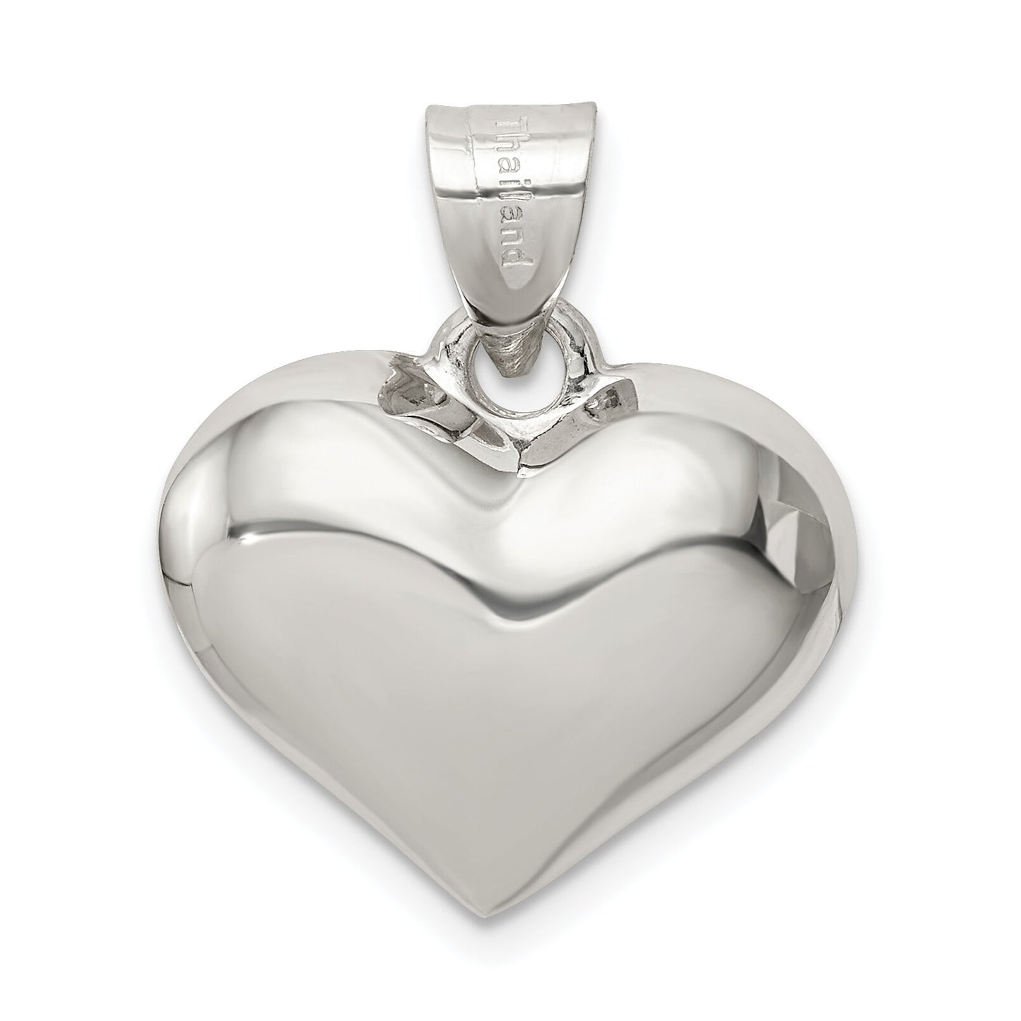 Sterling Silver Puffed Heart Charm & 18" Chain