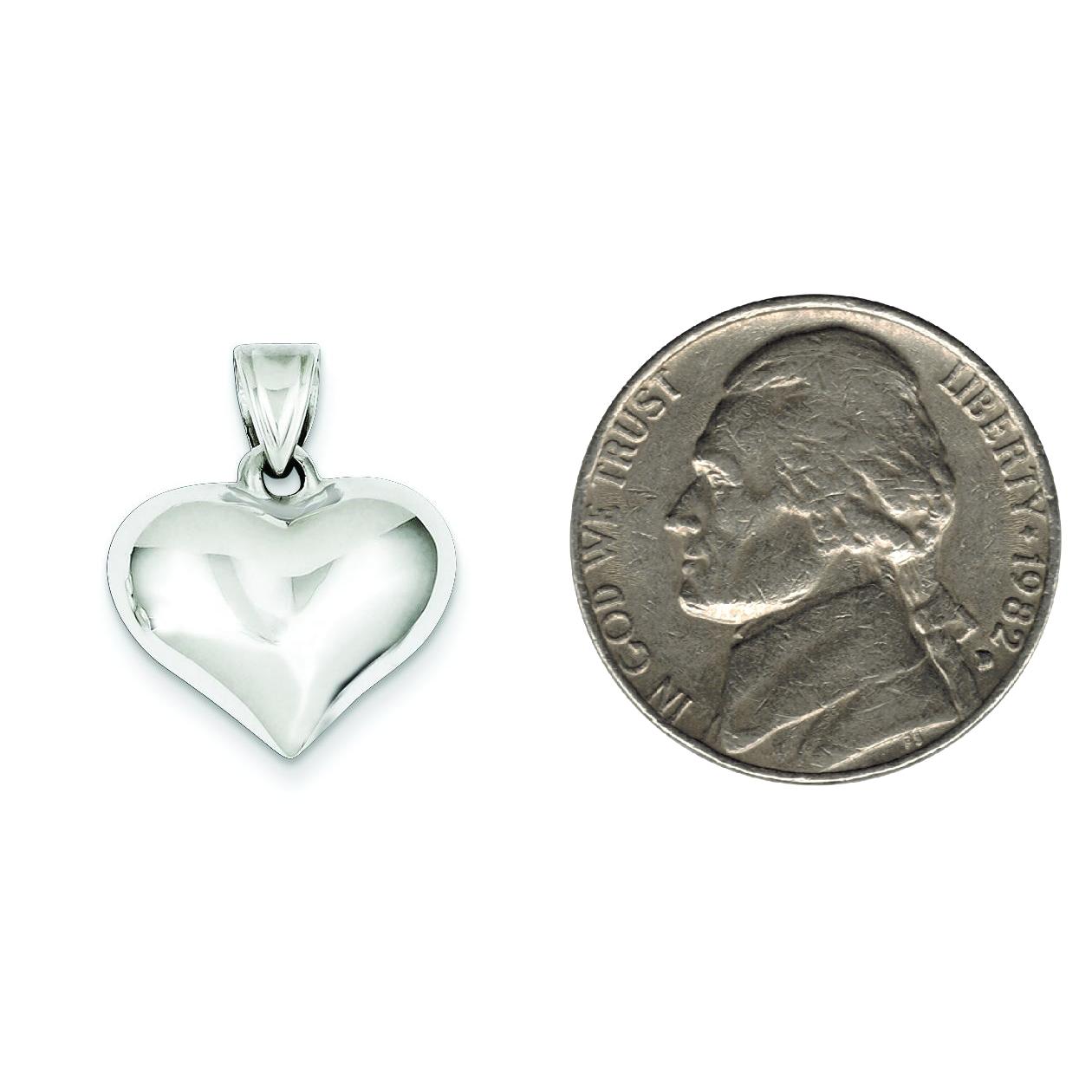 Sterling Silver Puffed Heart Charm & 18" Chain