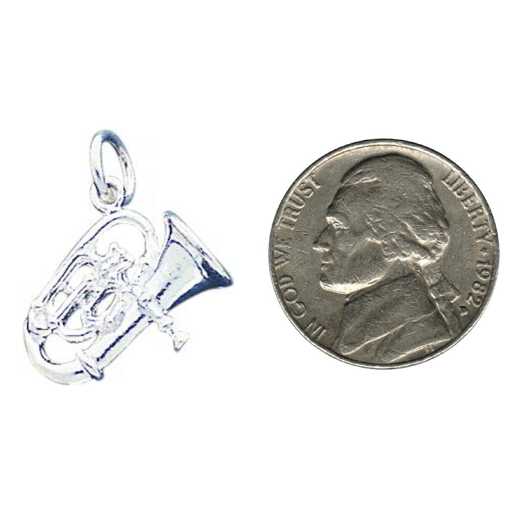 Sterling Silver Tuba Charm Pendant Music Jewelry
