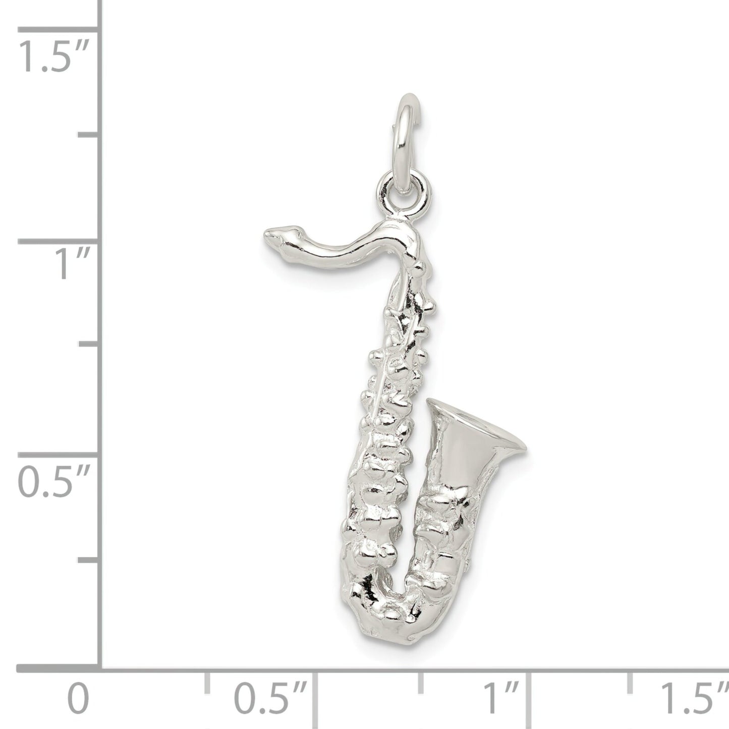 Sterling Silver Saxaphone Charm Pendant Music Jewelry