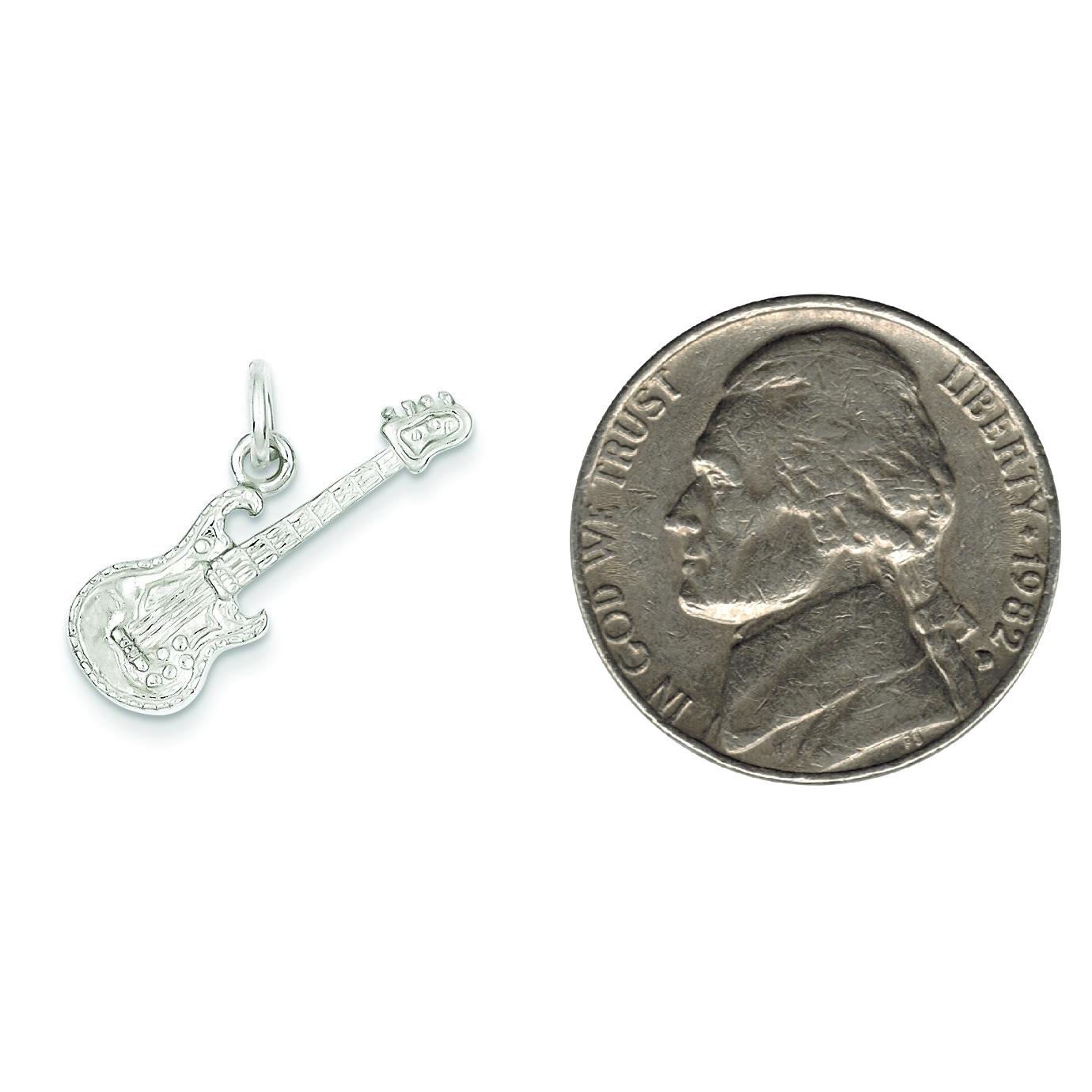 Sterling Silver Electric Guitar Charm & 18" Chain