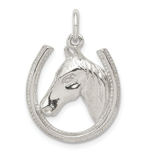 Sterling Silver Horseshoe w/ Horse Head Pendant