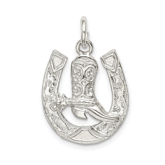 Sterling Silver Horseshoe Cowboy Boot Charm