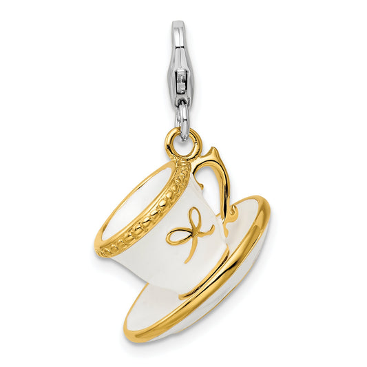 Sterling Silver Tea Cup Lobster Clasp Charm