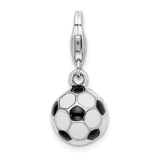 Ster Silver Enameled Soccer Ball Lobster Clasp Charm
