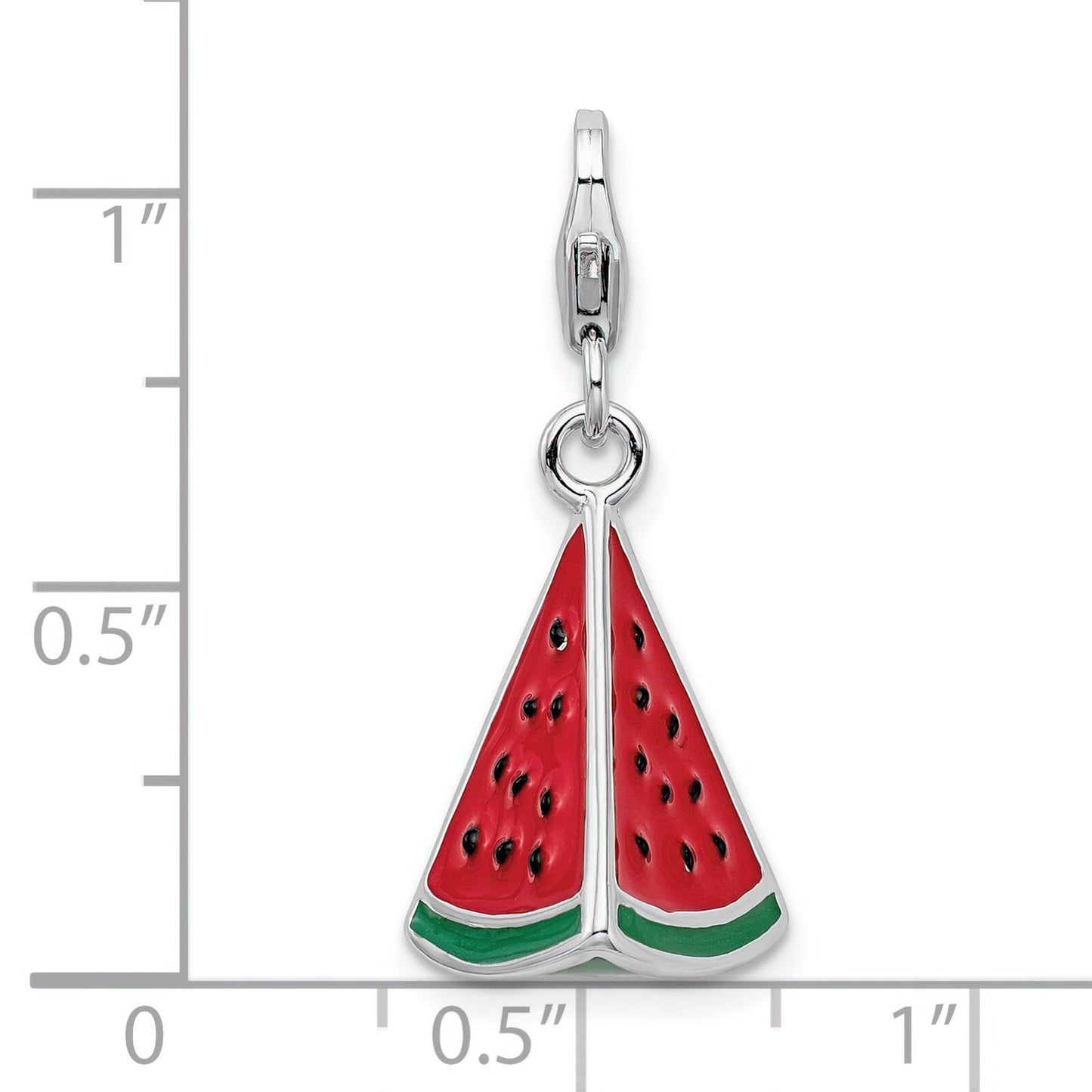 Sterling Silver Enameled Watermelon Lobster Clasp Charm
