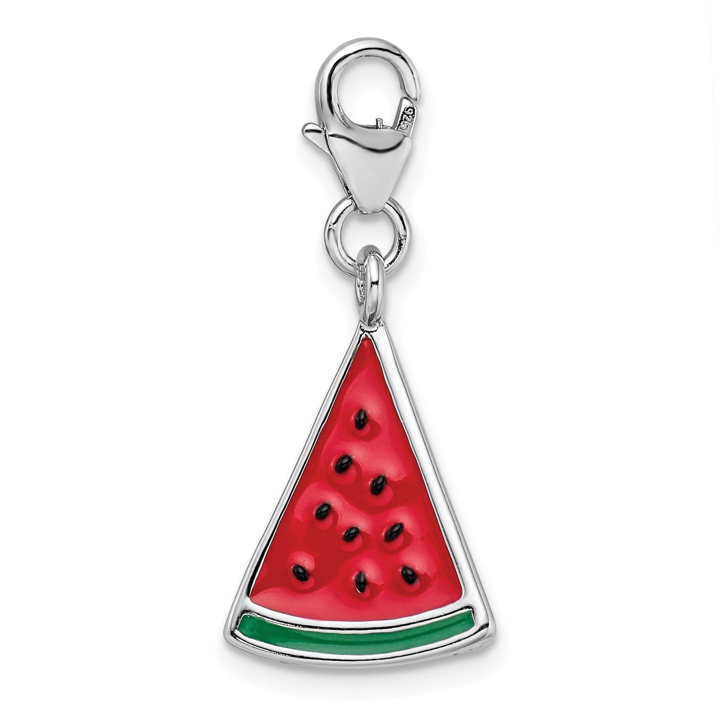 Sterling Silver Enameled Watermelon Lobster Clasp Charm