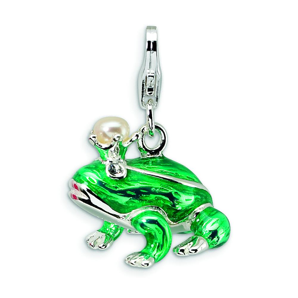 Sterling Silver Frog Lobster Clasp Charm Made With Swarovski Crystals