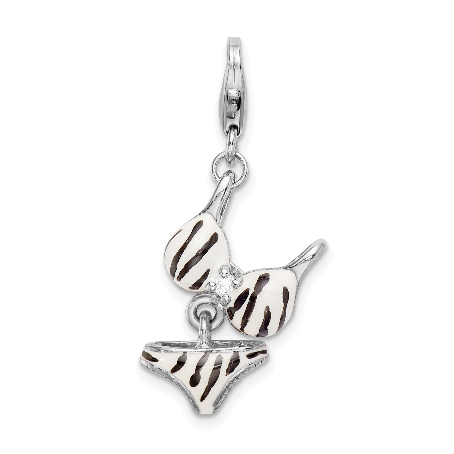Sterling Silver Enameled Bikini Lobster Clasp Charm