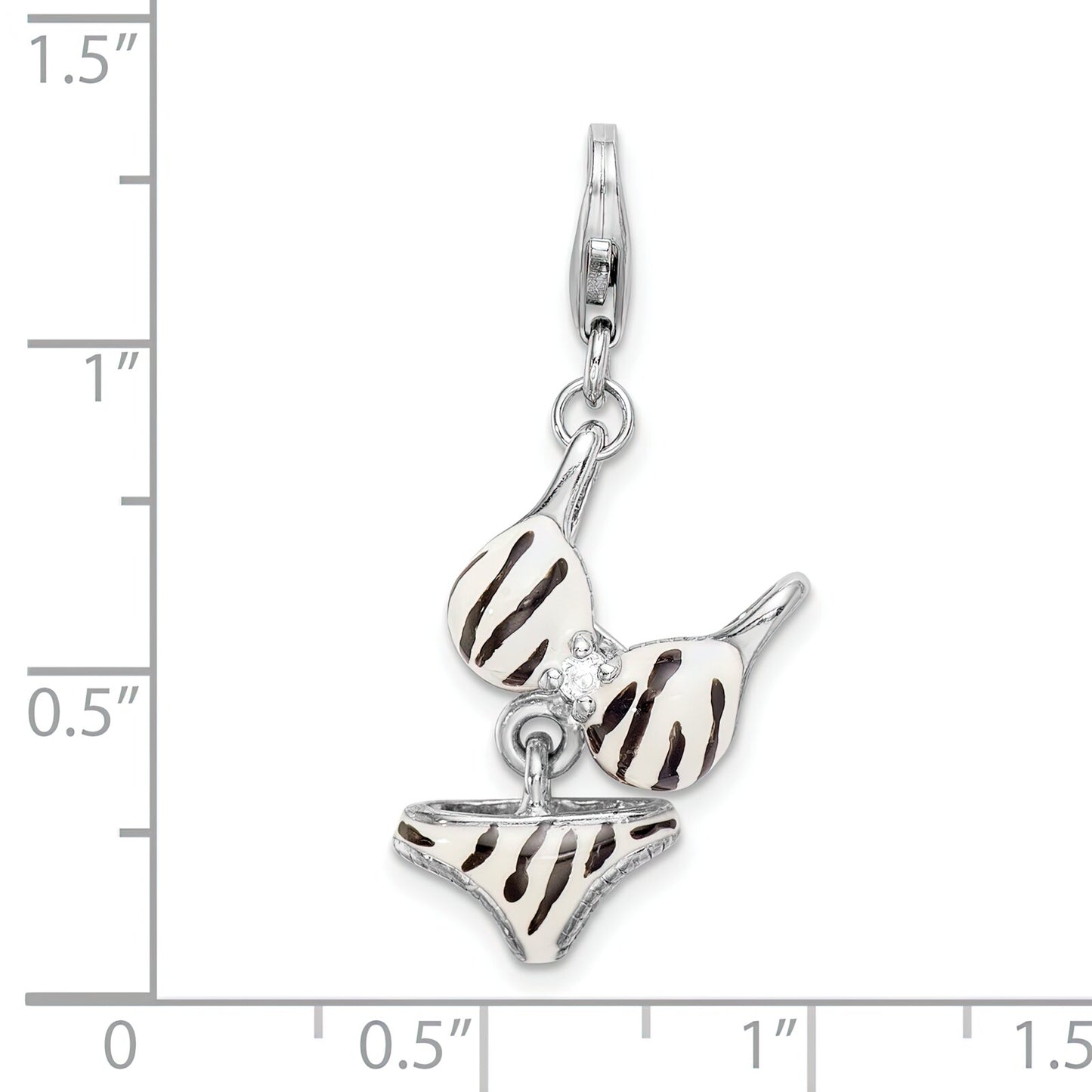 Sterling Silver Enameled Bikini Lobster Clasp Charm
