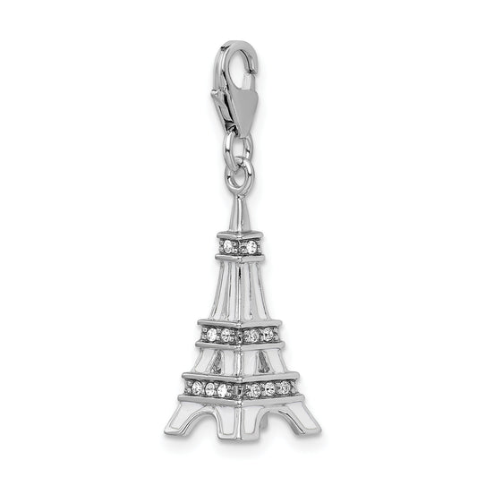 Sterling Silver Eiffel Tower Charm Made With Swarovski Crystals