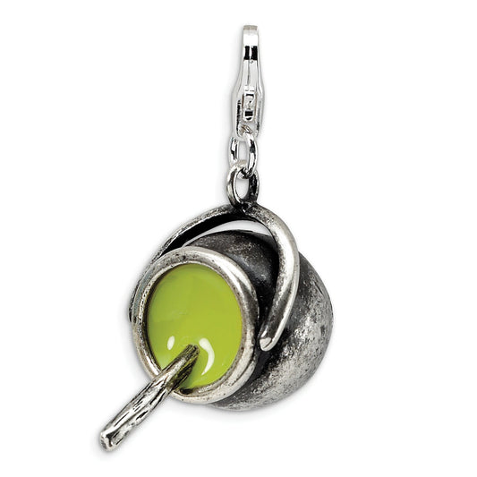 Sterling Silver Witches Cauldron Lobster Clasp Charm