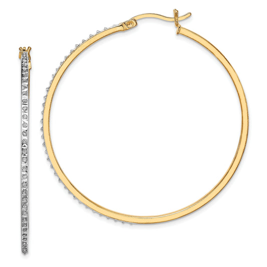 Sterling Silver Gold Plated IJ Diamond Hoop Earrings