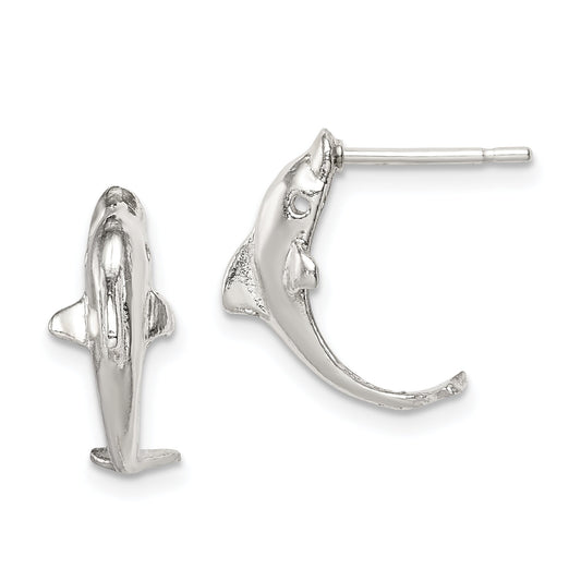 Sterling Silver Dolphin Stud Earrings Jewelry