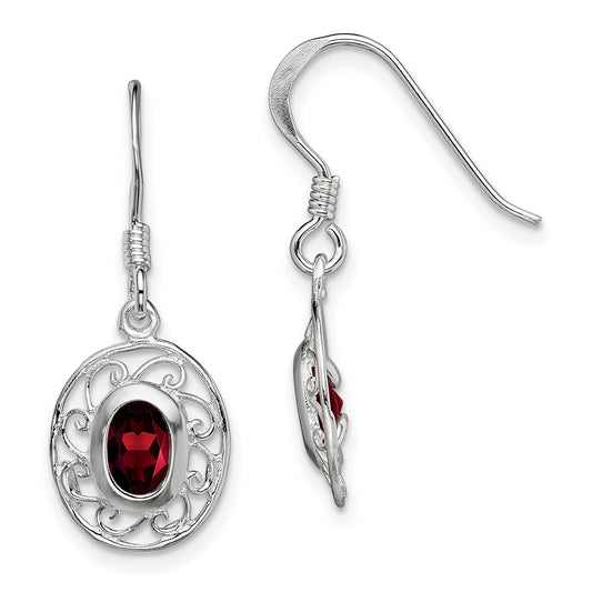 Sterling Silver Fancy Garnet Earrings Jewelry