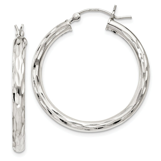 Sterling Silver Diamond Cut Hoop Earrings Jewelry